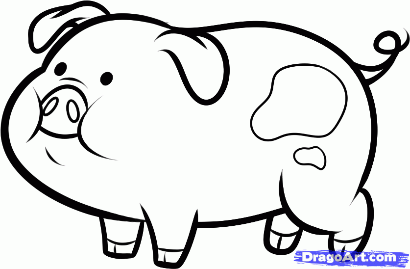 837x548 How To Draw Waddles, Waddles, Gravity Falls, Step