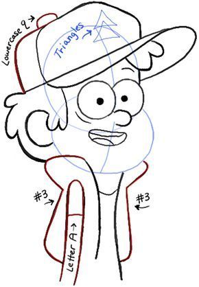 290x418 how to draw dipper pines from gravity falls with step