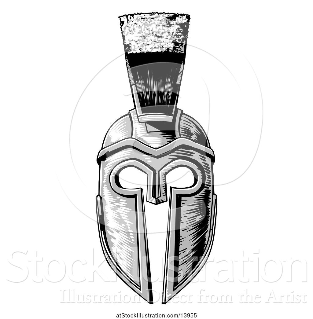 1024x1044 Vector Illustration Of Grayscale Spartan Helmet