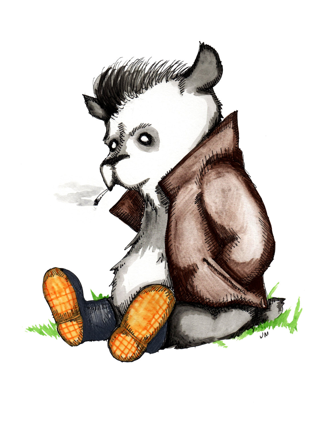 1141x1500 panda rockabilly greaser fine art print etsy