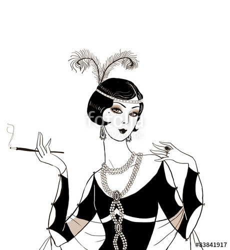 460x500 Flapper Girl Retro Party Invitation Design Art Deco Women