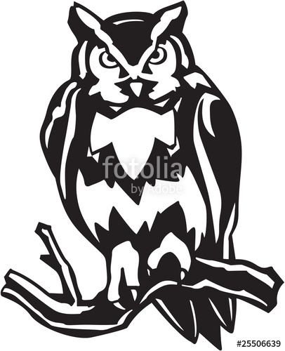 406x500 Great Horned Owl Vinyl Ready Vector Illustration Stock Image