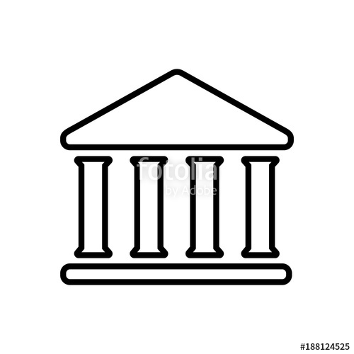 500x500 House With Columns Line Icon Building Of Bank, Government, Court