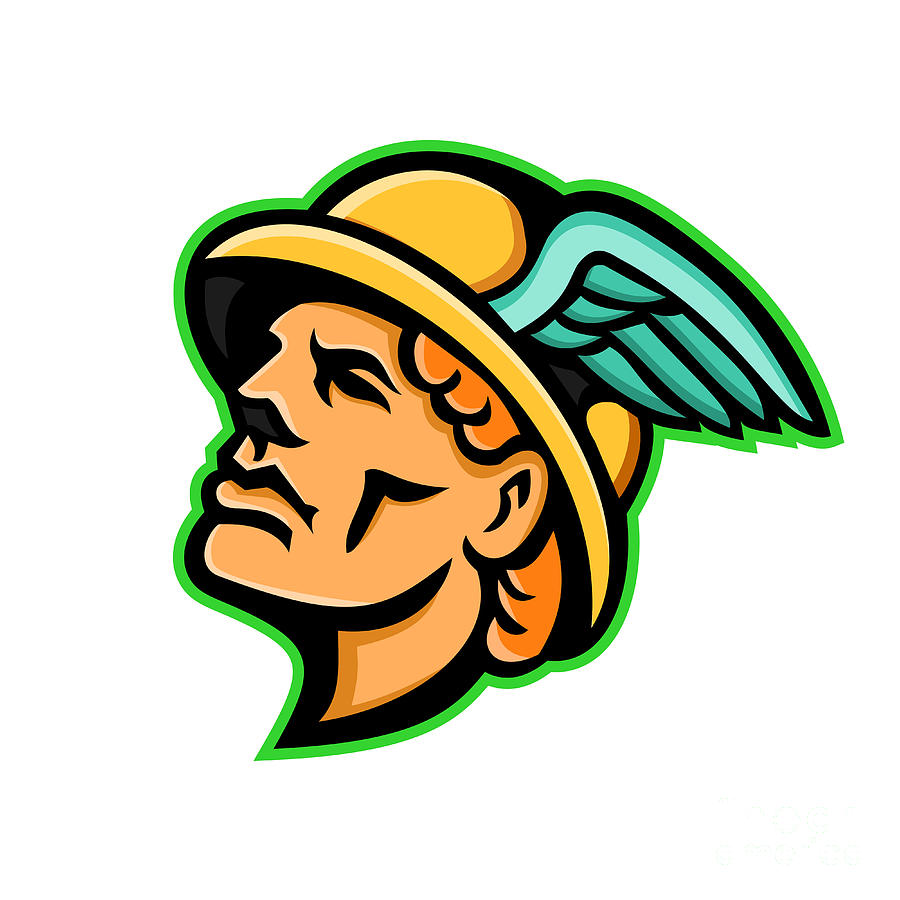 900x900 hermes greek god mascot digital art