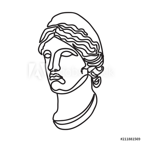 500x500 Greek Goddess Continuous Single Line Style