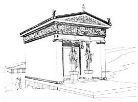 270x200 reconstruction drawing of the siphnian treasury, delphi, greece