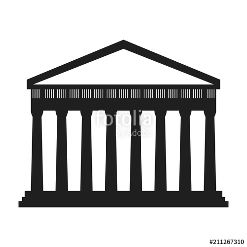 500x500 Greek Temple Black Sympol Theater On White Background Stroke