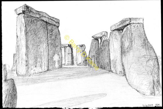 570x383 Stonehenge Pencil Sketch Print Etsy