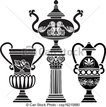 450x455 Ancient Greek Vase On Column Stencil Set Third Variant