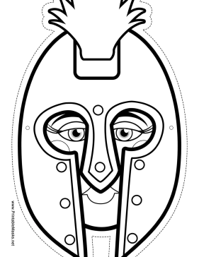 281x364 Printable Female Greek Warrior Mask To Color Mask