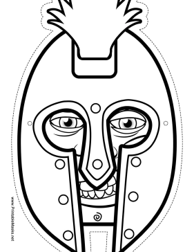 281x364 Printable Male Greek Warrior Mask To Color Mask