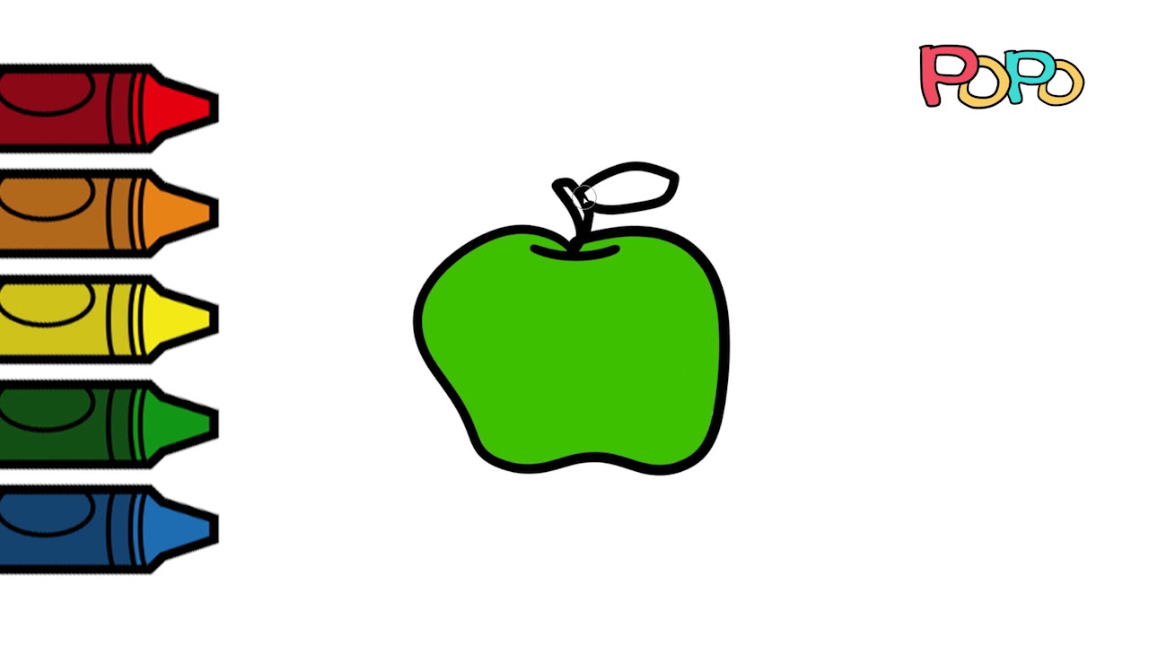 1280x720 Green Apple Coloring And Drawing For Kids, Toddlers Popo Toy Art