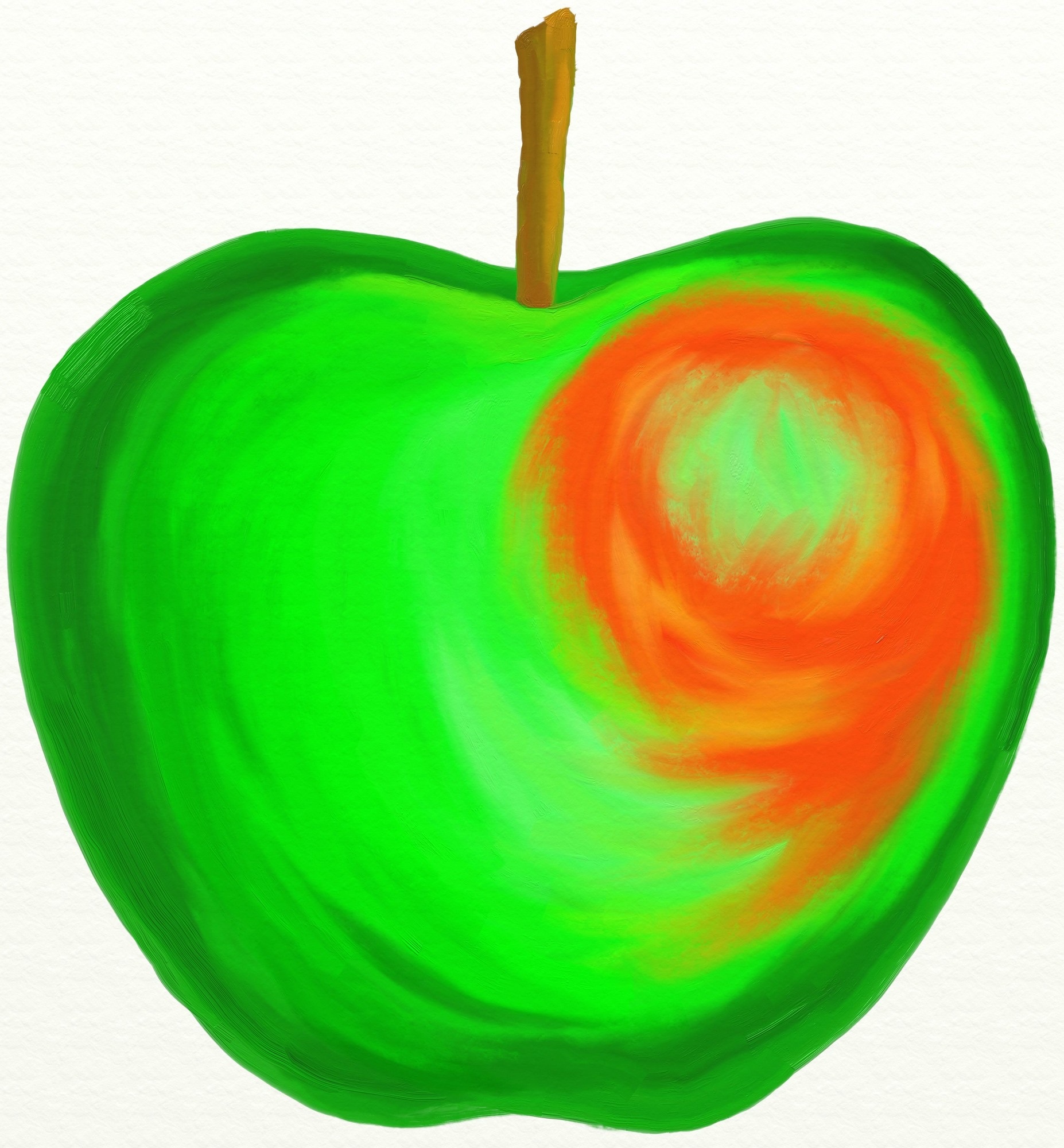 1854x2000 Isolated Drawing Of A Green Apple Free Image