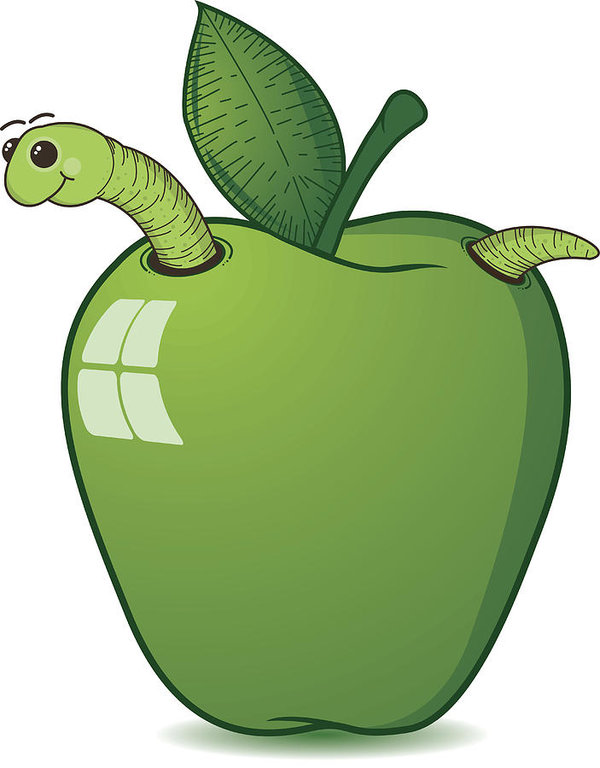 600x768 Worm In A Green Apple Art Print