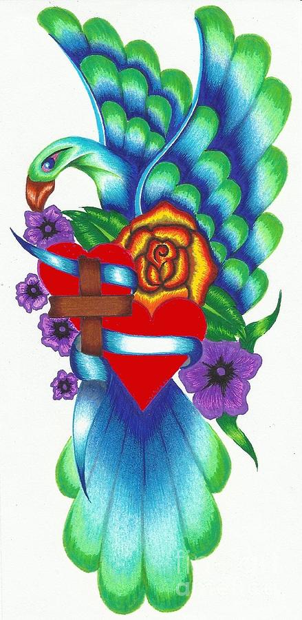 439x900 Green Bird Drawing