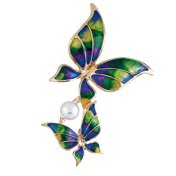 600x600 wholesale diamond insert coloured drawing butterfly brooch