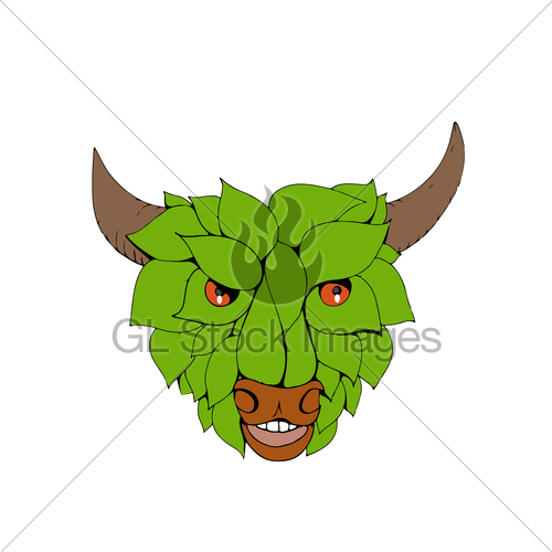 500x500 Green Bull Head Drawing Gl Stock Images