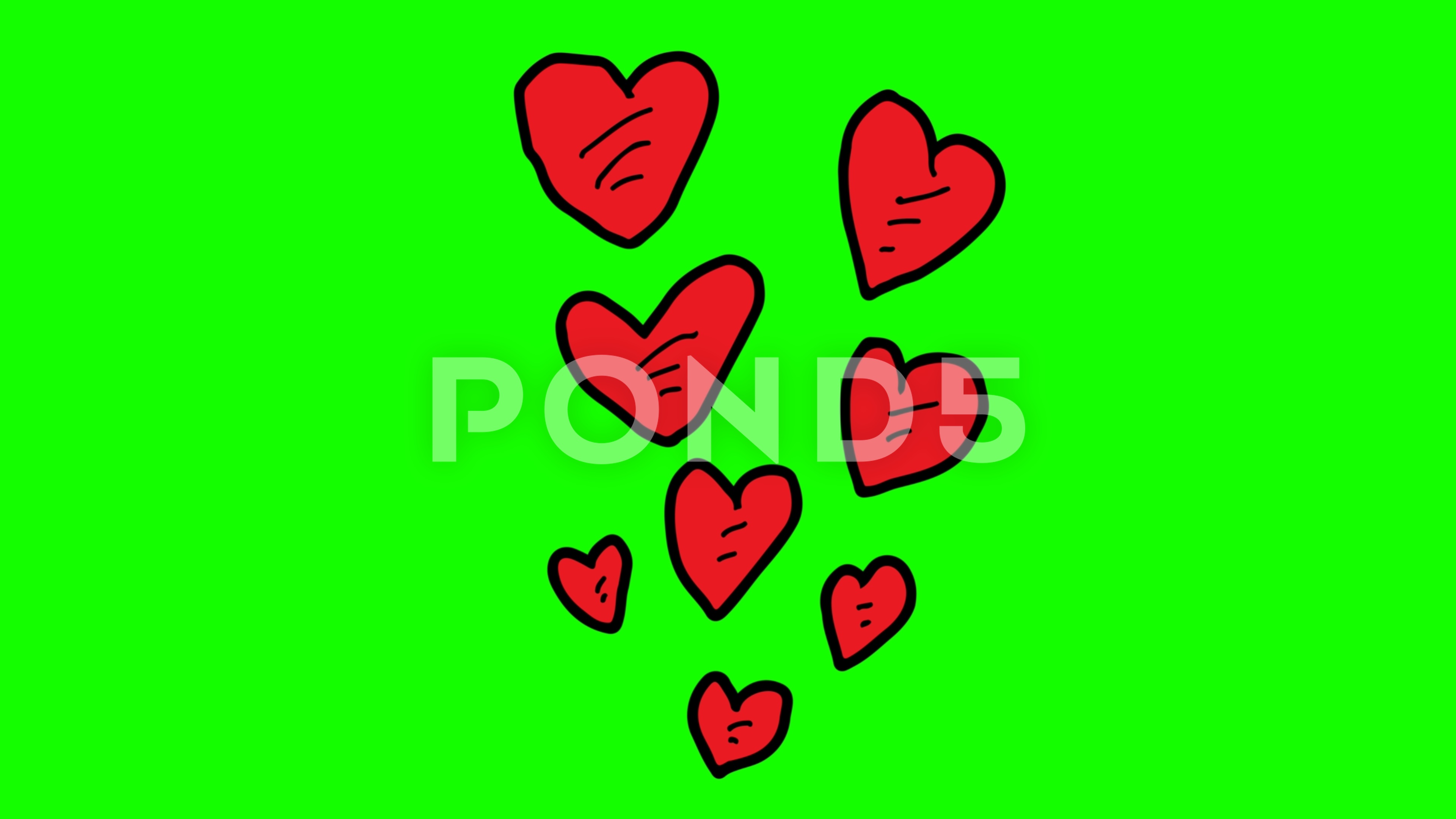 3840x2160 Kids Drawing Green Screen With Theme Of Heart Symbol Video