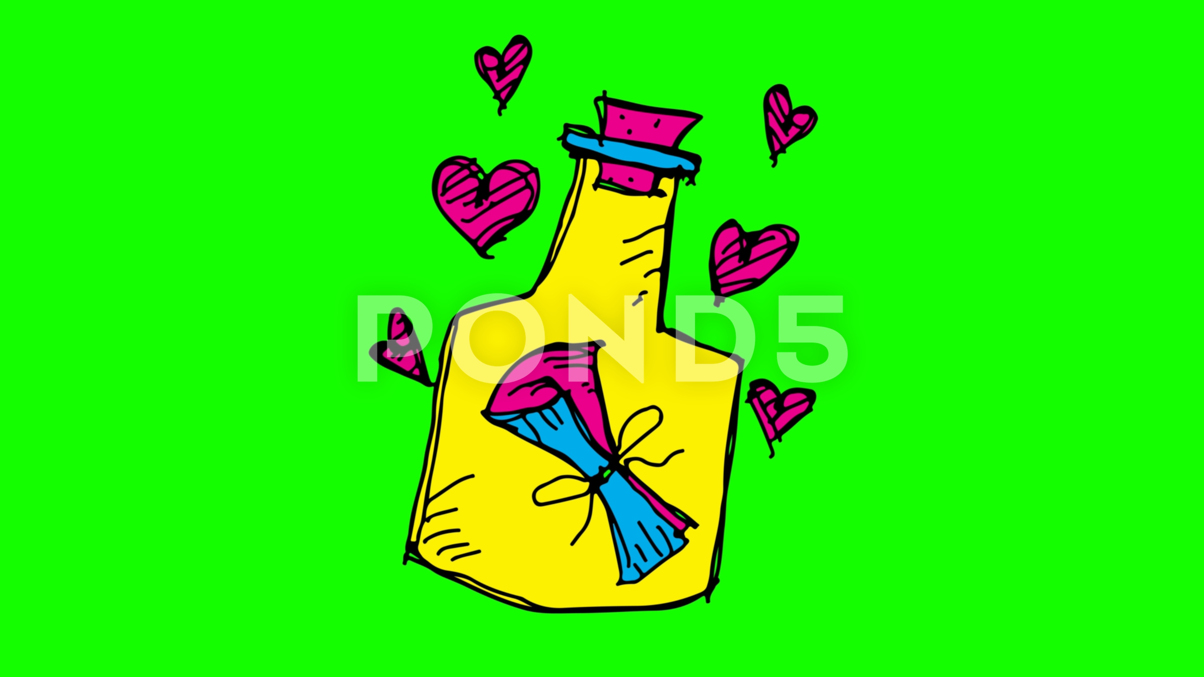 3840x2160 Kids Drawing Green Screen With Theme Of Love Message Clip