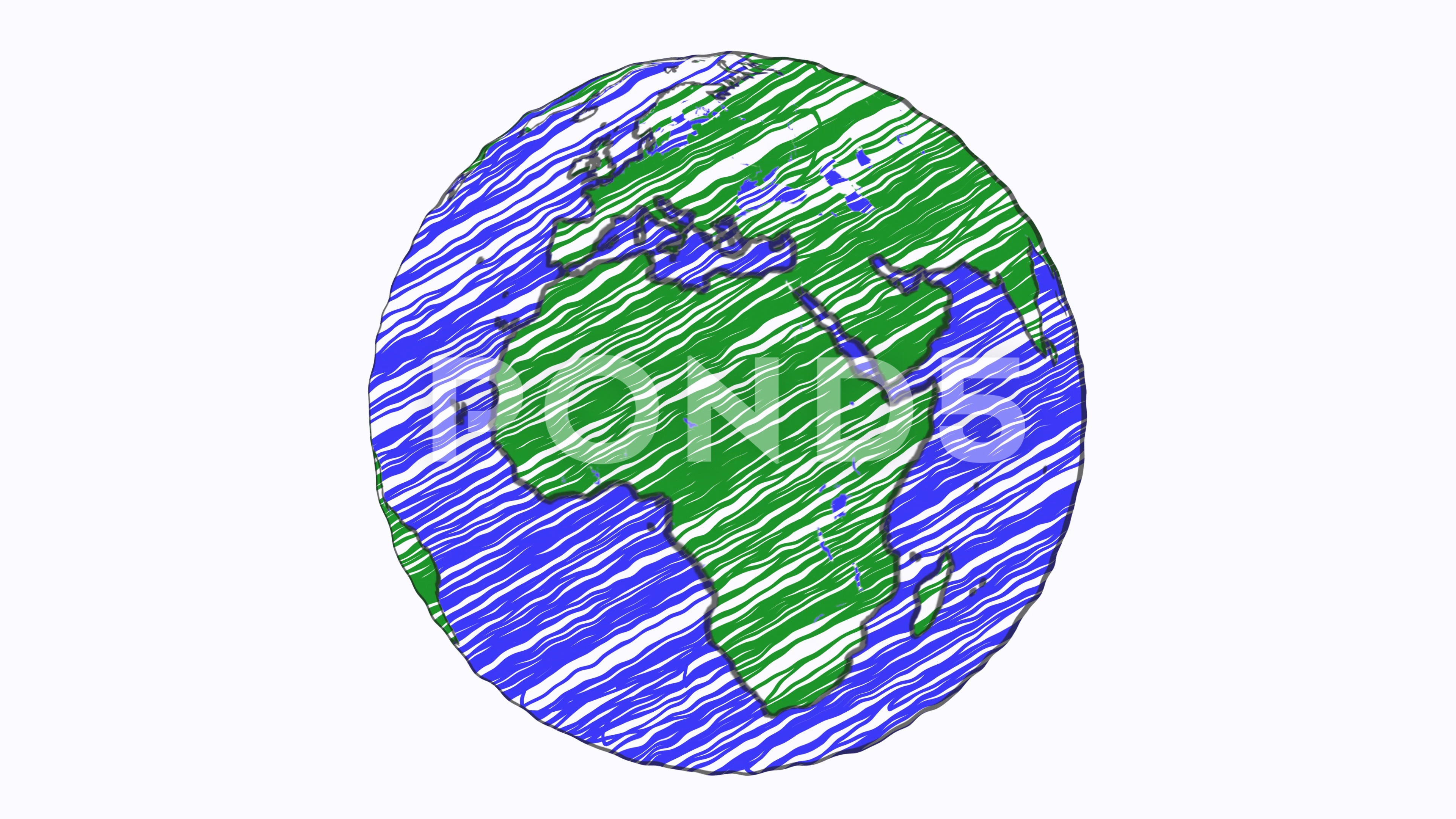 3840x2160 Earth Drawing Paper Cartoon Hand Drawn Animation Spinning Globe