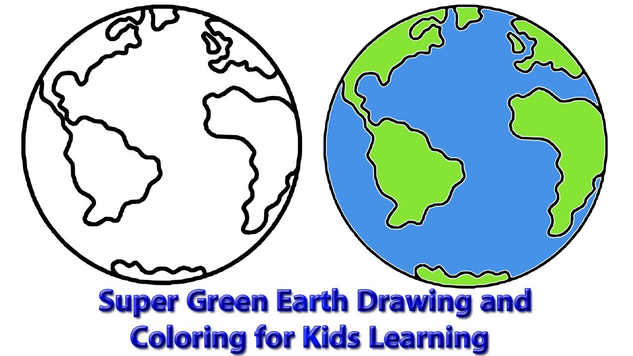 1280x720 Super Green Earth Drawing And Coloring For Kids Learning