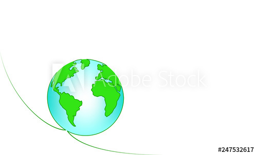 500x302 Vector Illustration Continuous Line Drawing Of The Green Earth