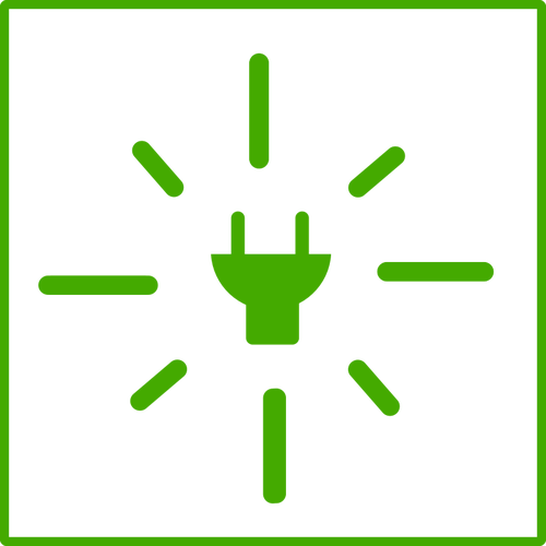 500x500 Vector Drawing Of Eco Green Lightblulb Icon With Thin Border