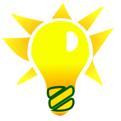 500x500 Vector Drawing Of Green Energy Glowing Bulb