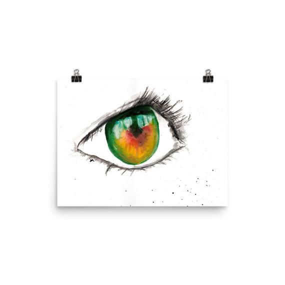 570x570 Jeni Print Watercolor Green Eyes Portrait Painting Art Print Etsy