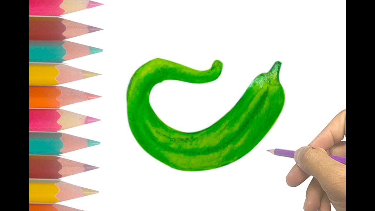 1280x720 How To Draw Green Bell Pepper Vegetables Drawing Hd