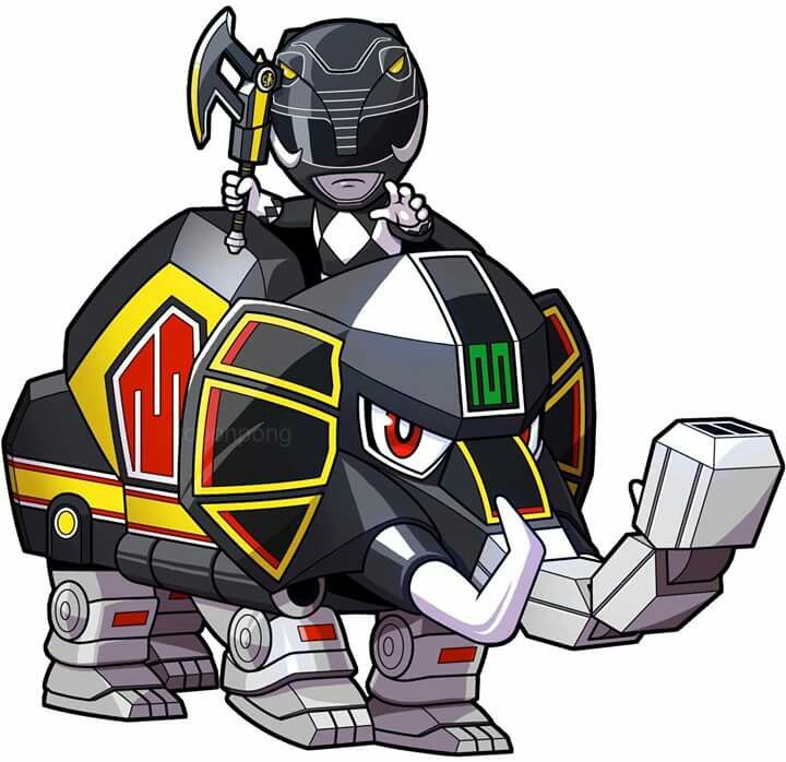 720x698 chibi mmpr black and mastodon dinozord power rangers power
