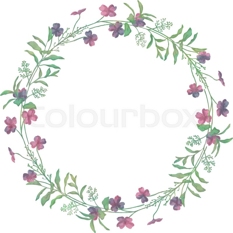 799x800 drawn watercolor greenery wreath stock vector colourbox