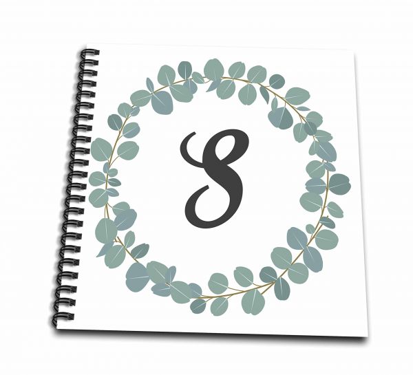 600x545 Db Letter S Monogram Eucalyptus Leaves Wreath