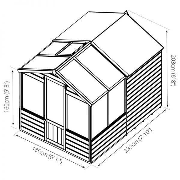 600x600 x windsor traditional shiplap wooden apex greenhouse combi