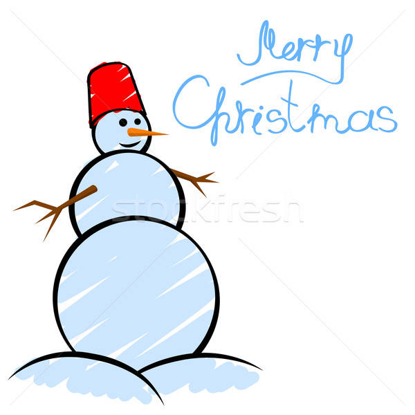 600x600 Christmas Greeting Card With Smiling Snowman In Child's Drawing