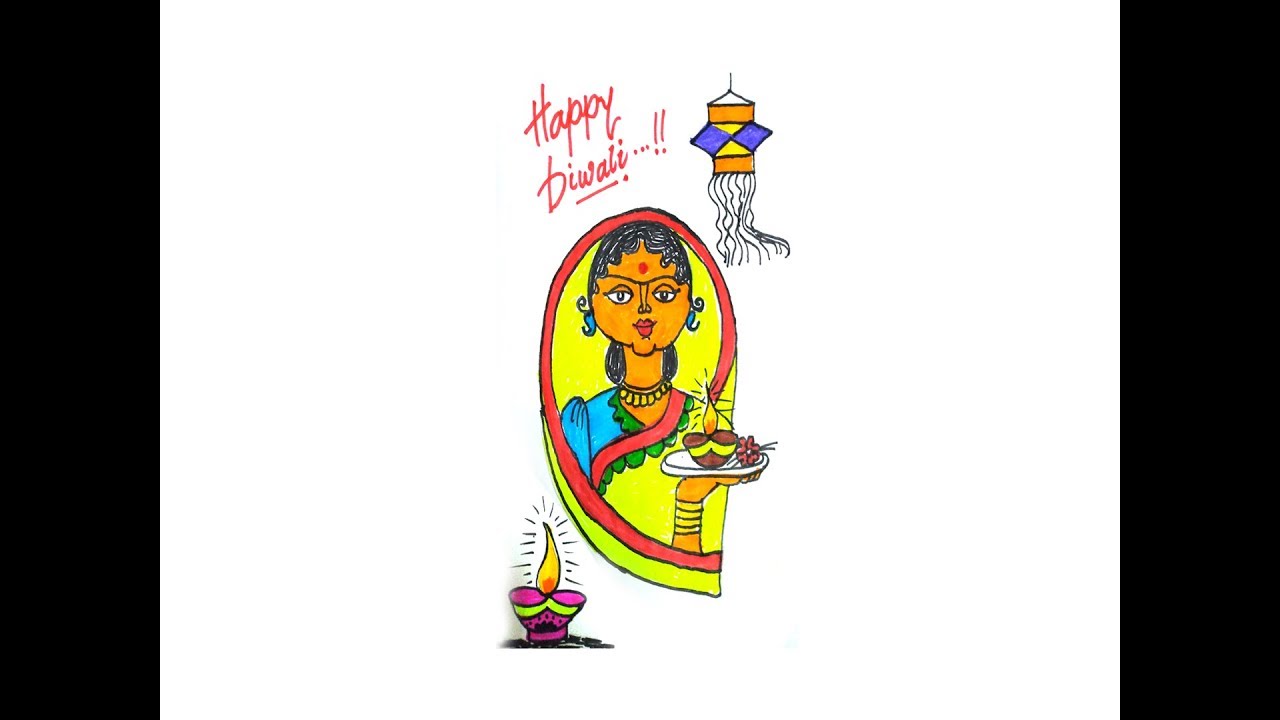 1280x720 Drawing Handmade Diwali Greeting Card