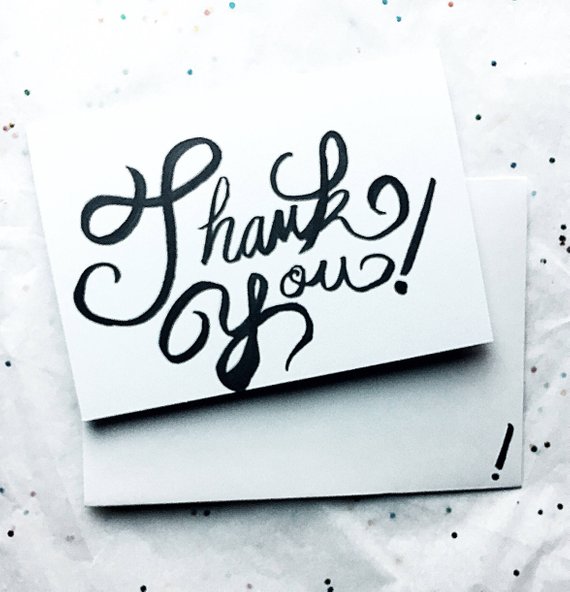 570x592 Greeting Card Black Drawing Of Thank You On Etsy