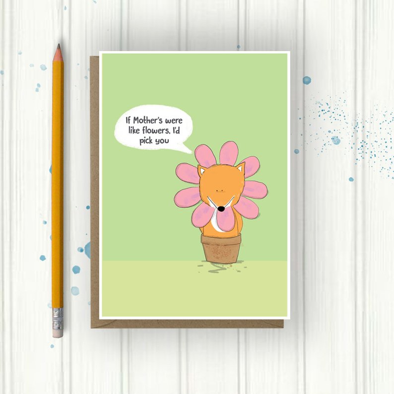 794x794 Mother's Day Card If Mothers Were Flowers Fox Drawing Etsy