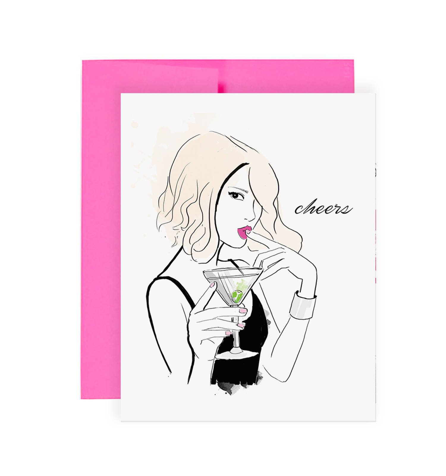 1500x1600 Cheers Martini Greeting Card Fashion Illustration Etsy