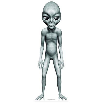 425x425 grey alien star mini cardboard cutout standup