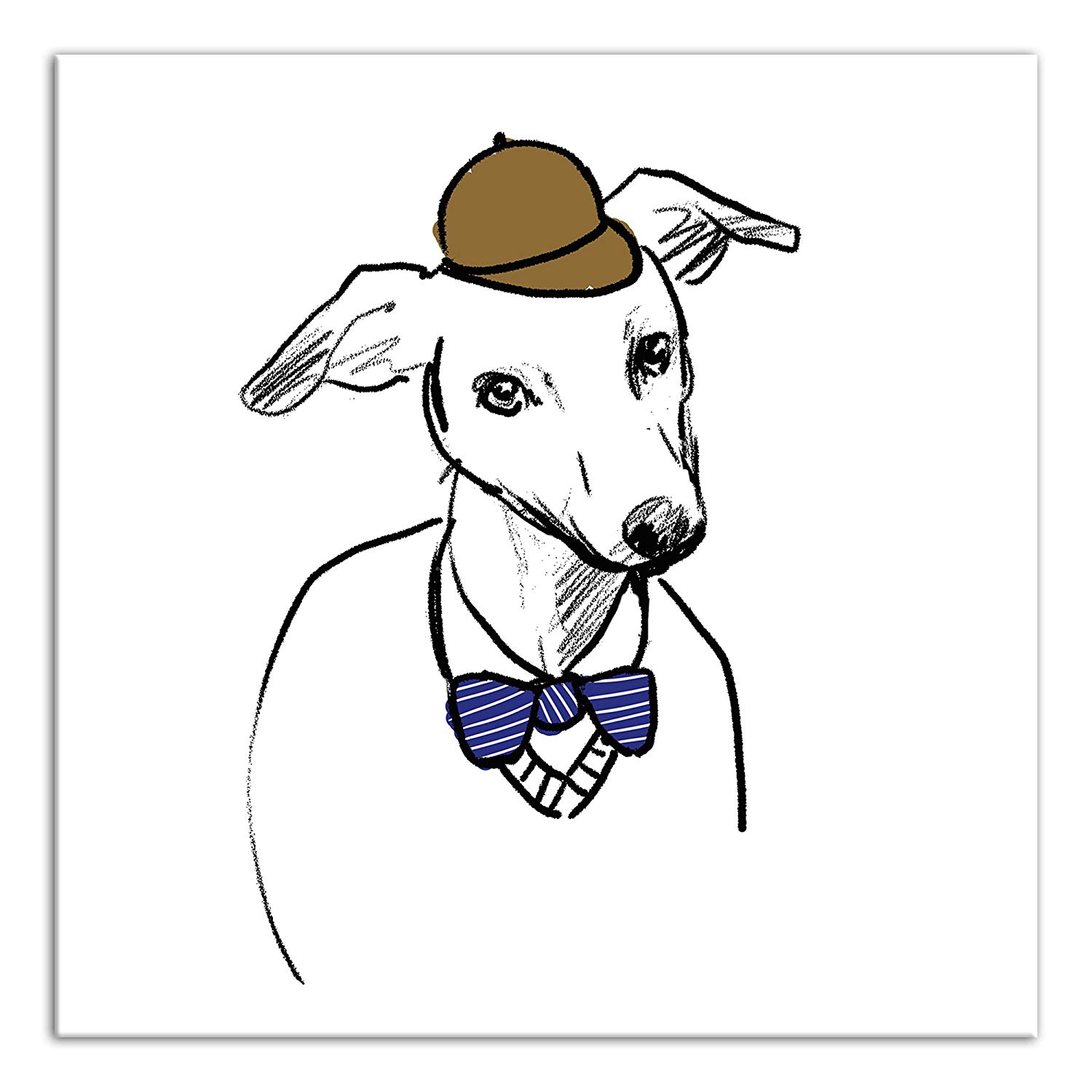 1500x1500 Greyhound With Hat And Bowtie Canvas Wall Art