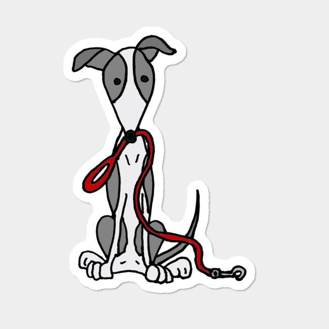 650x650 Cool Funny Greyhound Dog With Red Leash Sticker