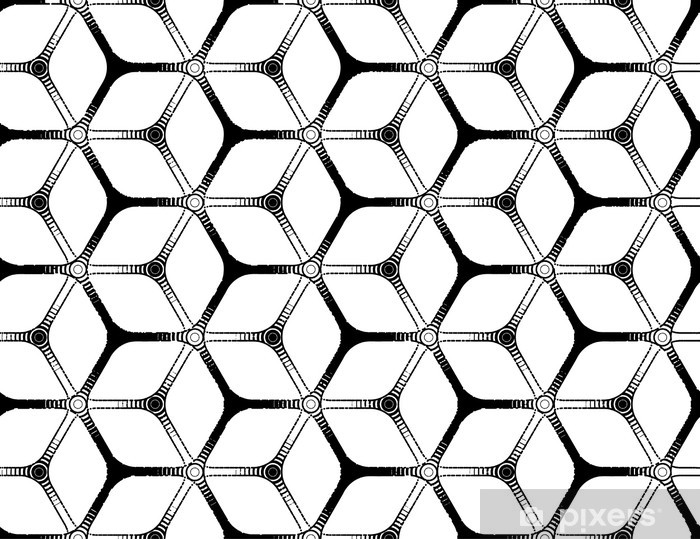 700x539 Rough Drawing Styled Futuristic Hexagonal Grid Wall Mural Pixers