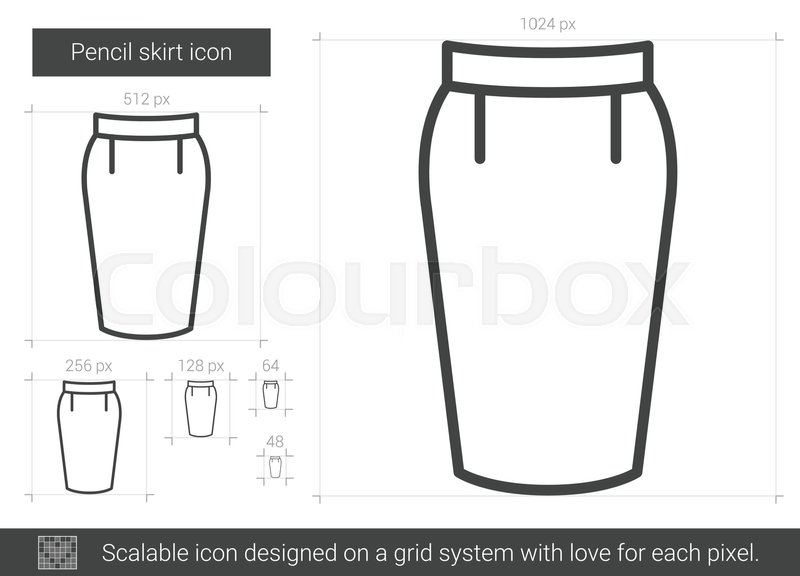 800x576 Pencil Skirt Vector Line Icon Isolated Stock Vector Colourbox