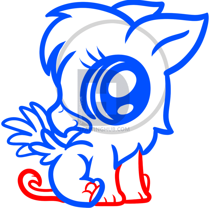 727x720 how to draw a baby griffon, baby gryphon, step