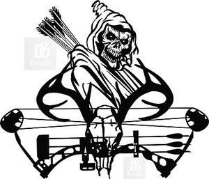 300x257 Grim Reaper Hunter Bow Hunting Deer Skull Car Truck Window Vinyl