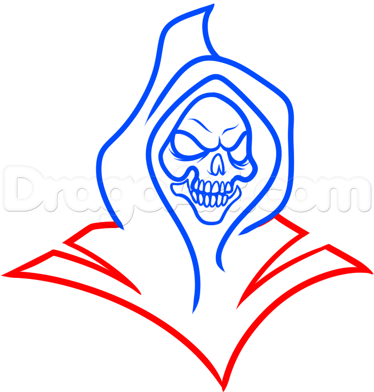 738x773 How To Draw A Tribal Grim Reaper, Step