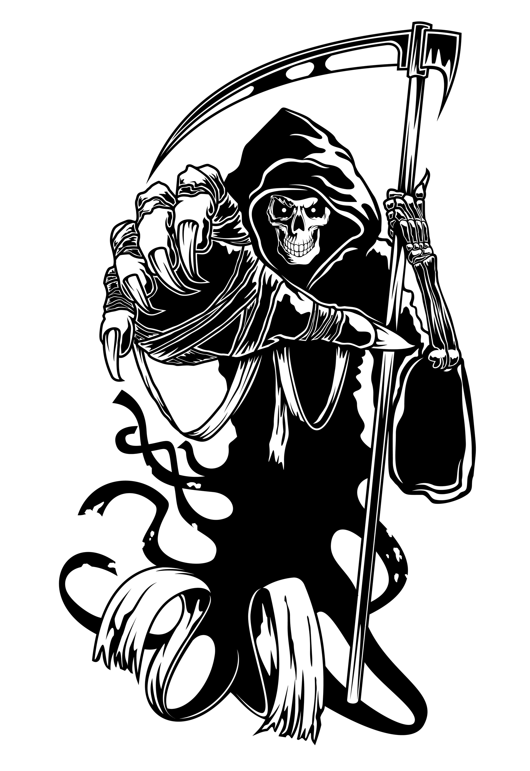 1855x2694 Drawn Grim Reaper Black And White