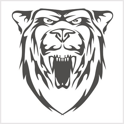416x416 Grizzly Bear Head Vector Emblem Premium Clipart