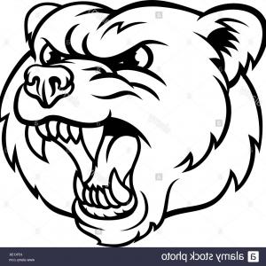 300x300 Stock Illustration Monochrome Grizzly Bear Mascot Head Sohadacouri